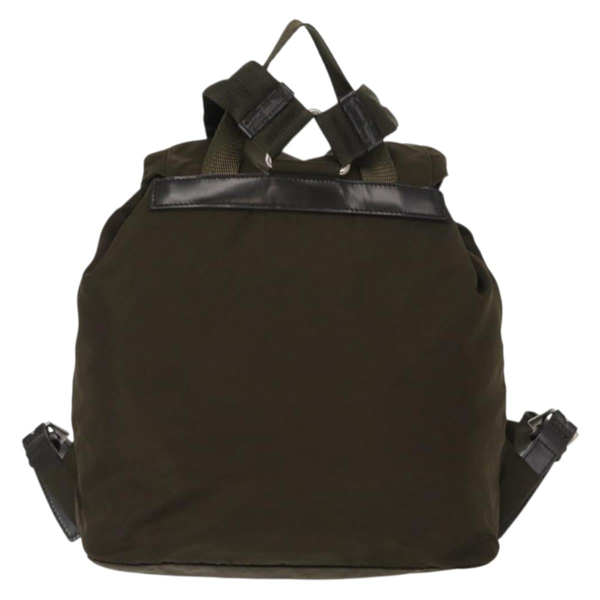 Prada Vela Double Front Pocket Backpack Tessuto with Saffiano Leather, KHAKI, NYLON, Backpack