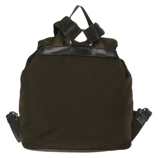 Prada Vela Double Front Pocket Backpack Tessuto with Saffiano Leather, KHAKI, NYLON, Backpack