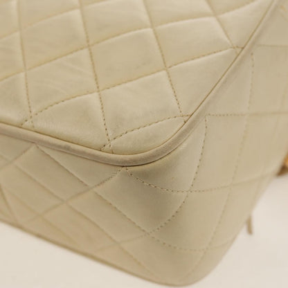 Chanel Chain Flap Shoulder Bag Quilted Lambskin, BEIGE, LEATHER, Shoulder bag