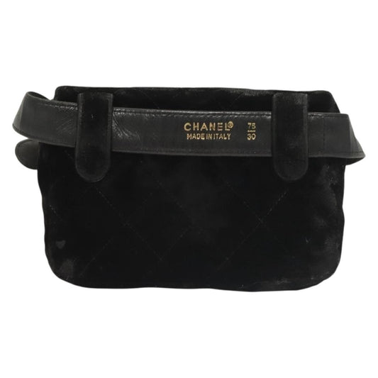 Chanel Vintage CC Flap Waist Bag Quilted Leather, BLACK, VELVET, Handbag