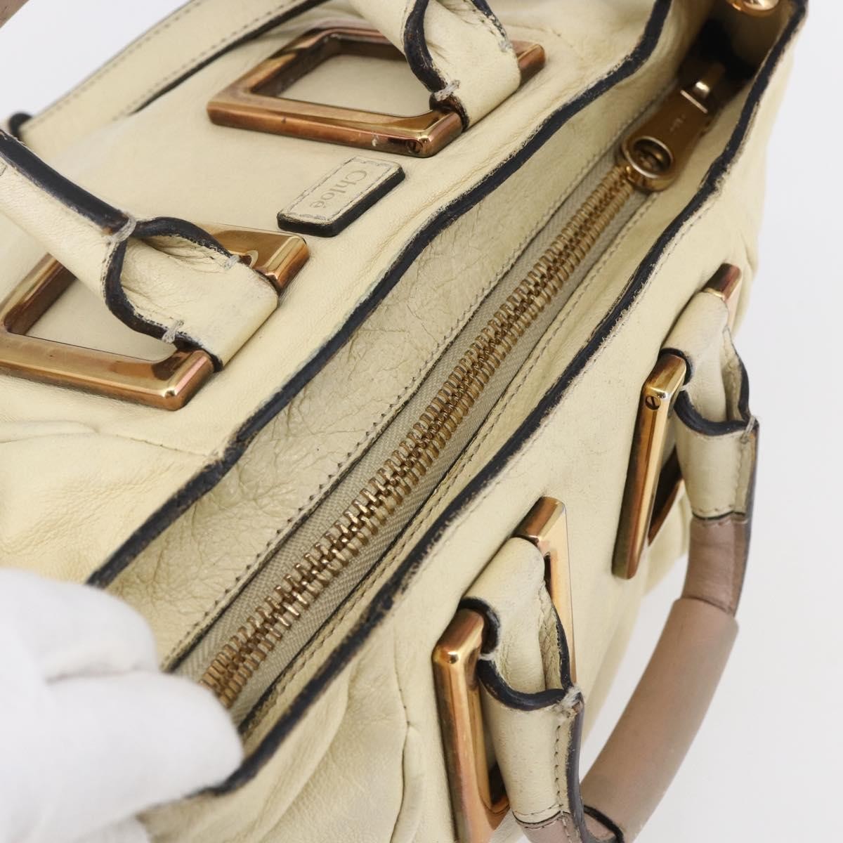 Chloe Ethel Handbag Leather, WHITE, LEATHER, Handbag