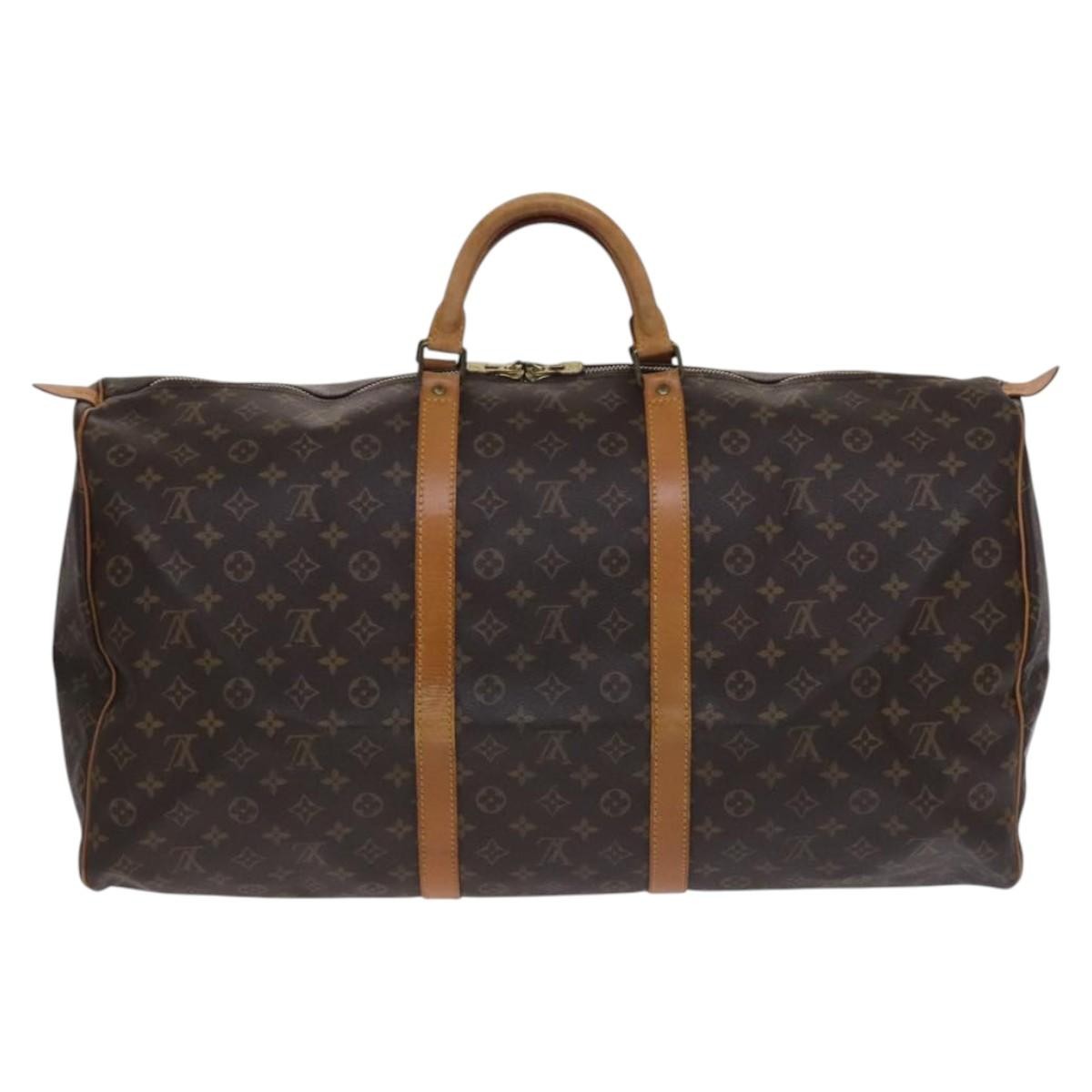 Louis Vuitton Keepall Bag Monogram Canvas, BROWN, CANVAS, Travel bag
