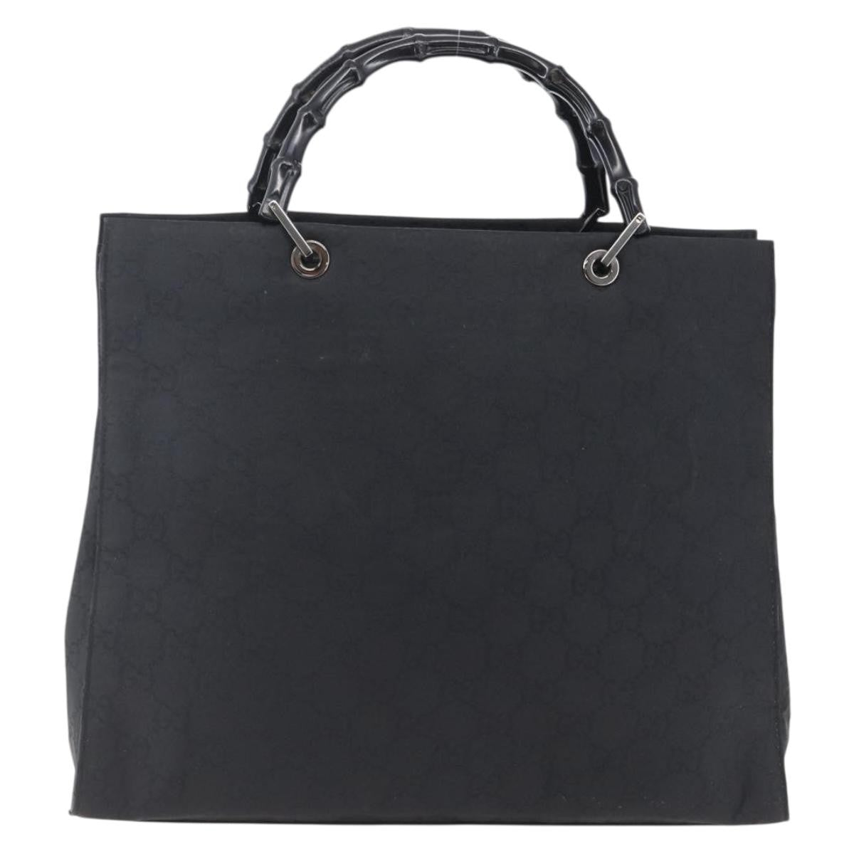 Gucci Vintage Bamboo Handle Tote GG Nylon, BLACK, NYLON, Tote bag