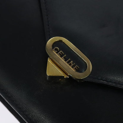 Celine Envelope Shoulder Bag Leather, NAVY, LEATHER, Shoulder bag