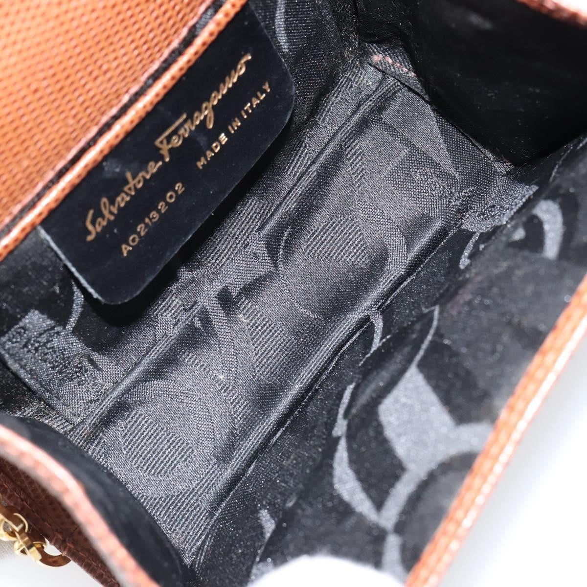 Salvatore Ferragamo Vala Shoulder Bag Embossed Leather, BROWN, LEATHER, Shoulder bag