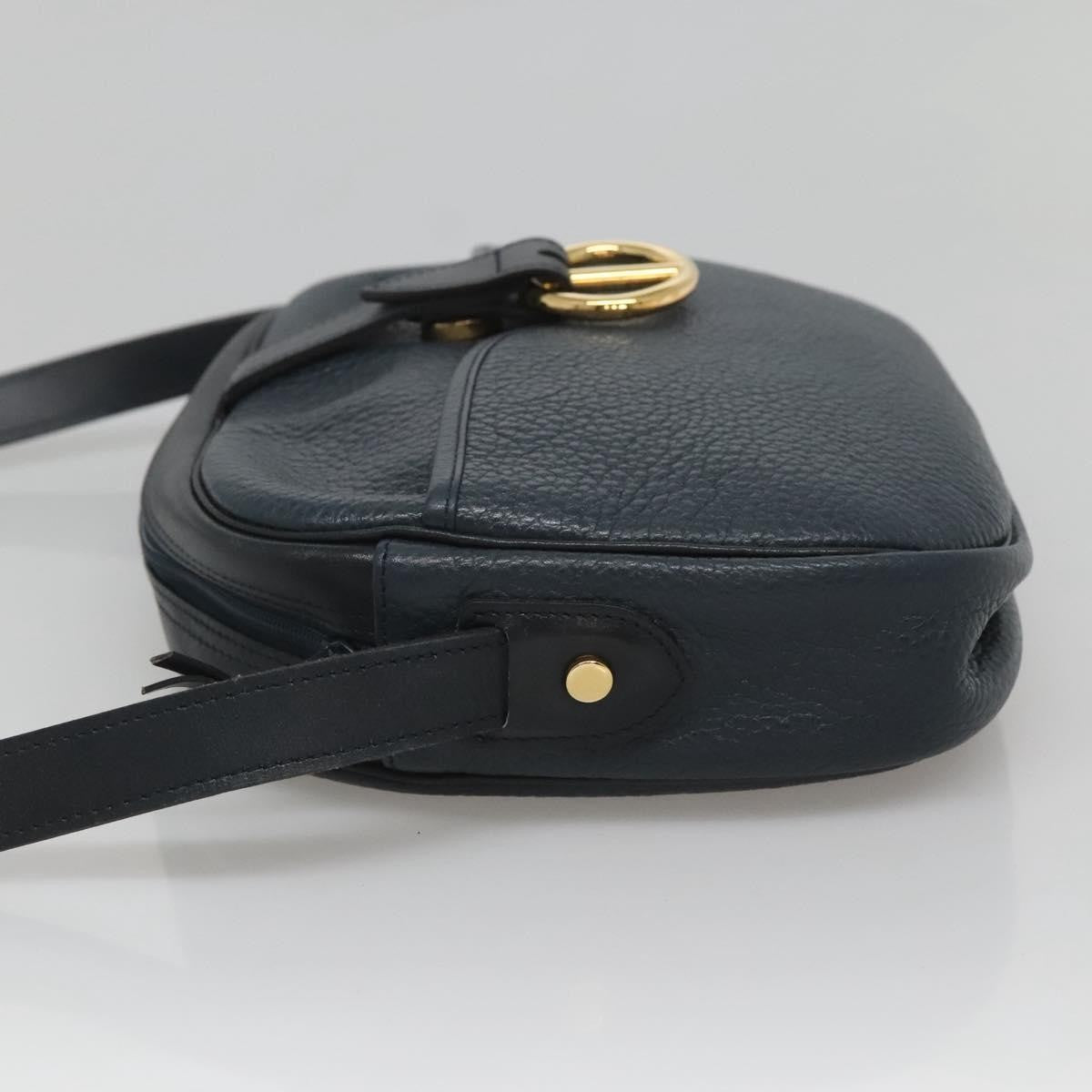 Christian Dior Vintage Flap Crossbody Bag Leather, NAVY, LEATHER, Shoulder bag