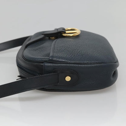 Christian Dior Vintage Flap Crossbody Bag Leather, NAVY, LEATHER, Shoulder bag