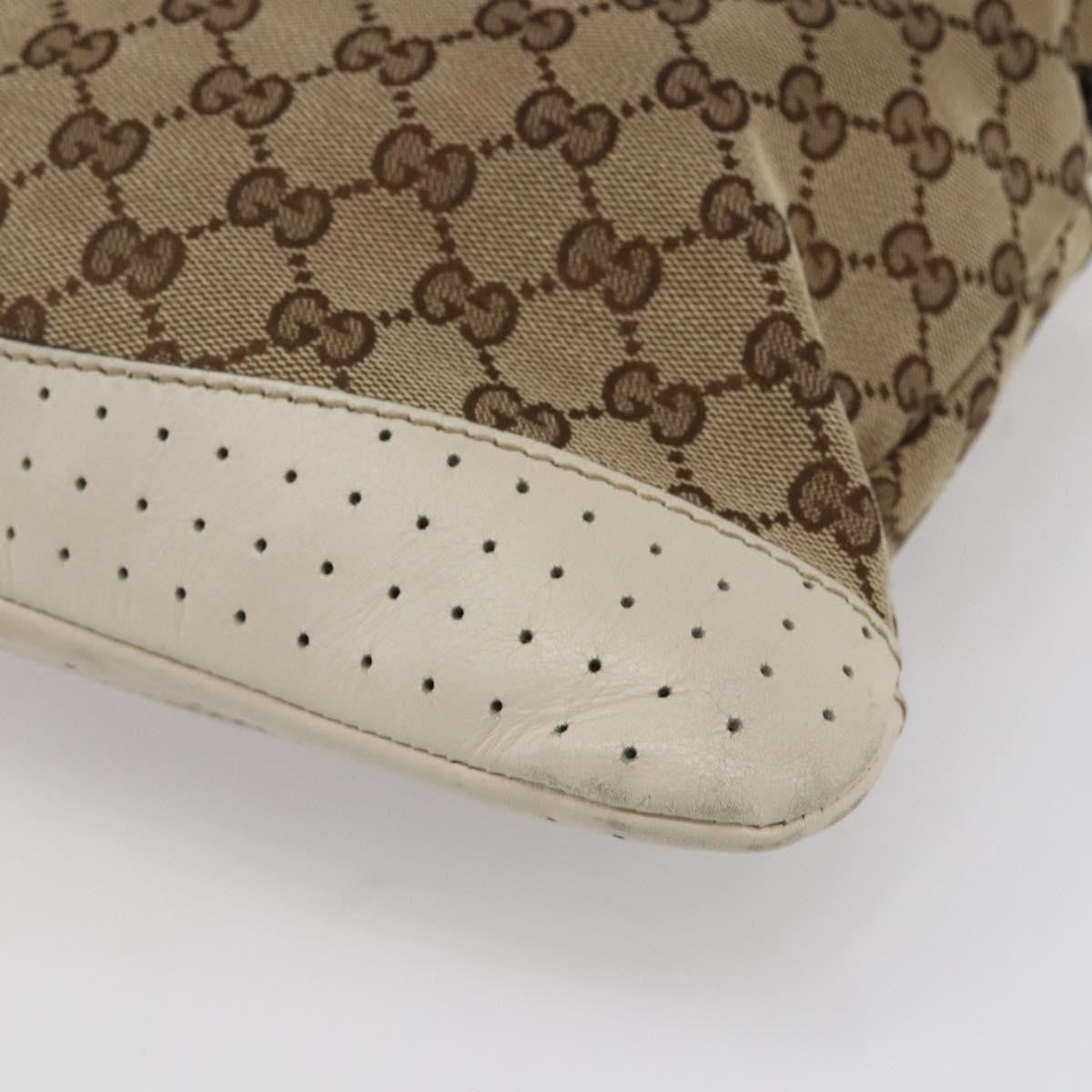 Gucci Zip Messenger Bag GG Canvas with Perforated Leather, BEIGE, CANVAS, Shoulder bag