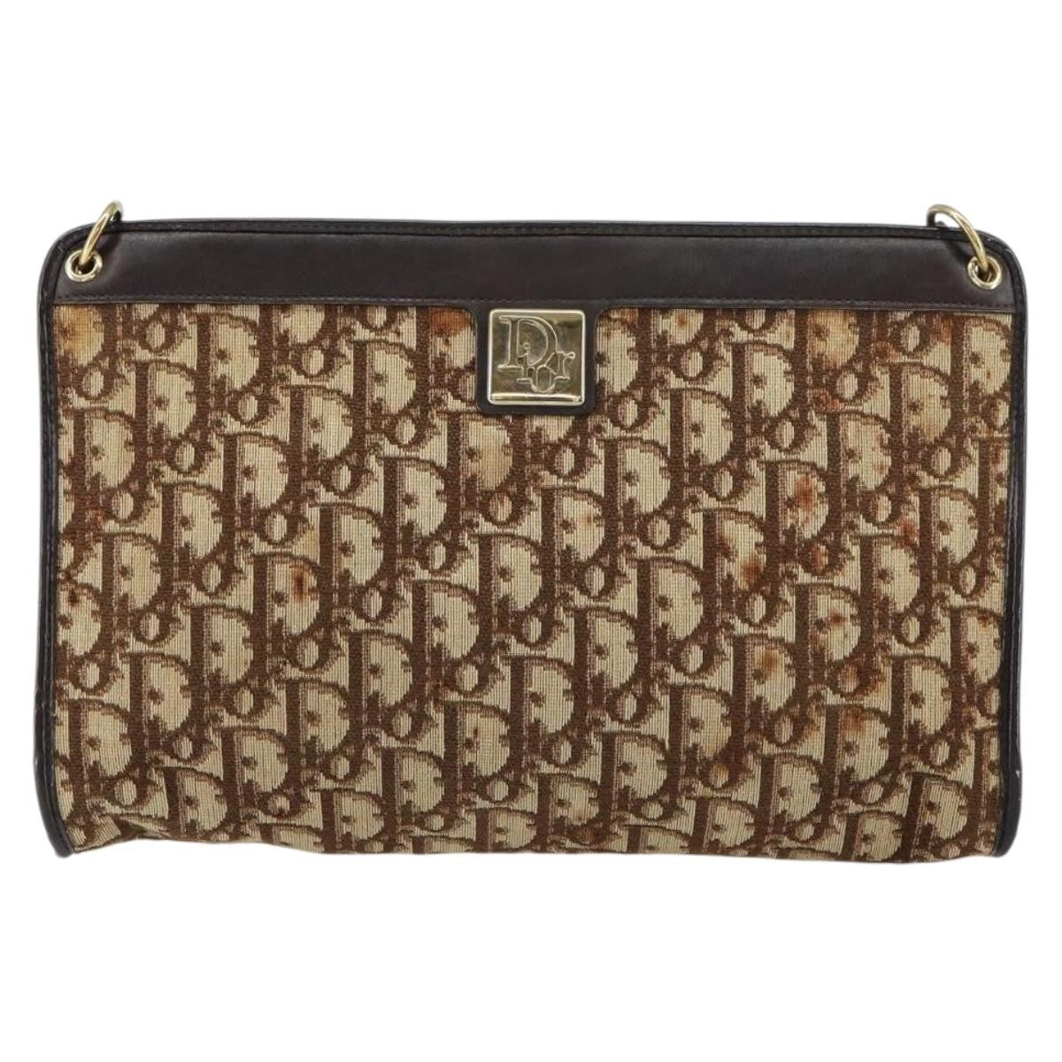 Christian Dior Vintage Trotter Shoulder Bag Canvas, BEIGE, CANVAS, Shoulder bag