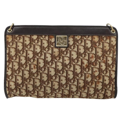 Christian Dior Vintage Trotter Shoulder Bag Canvas, BEIGE, CANVAS, Shoulder bag