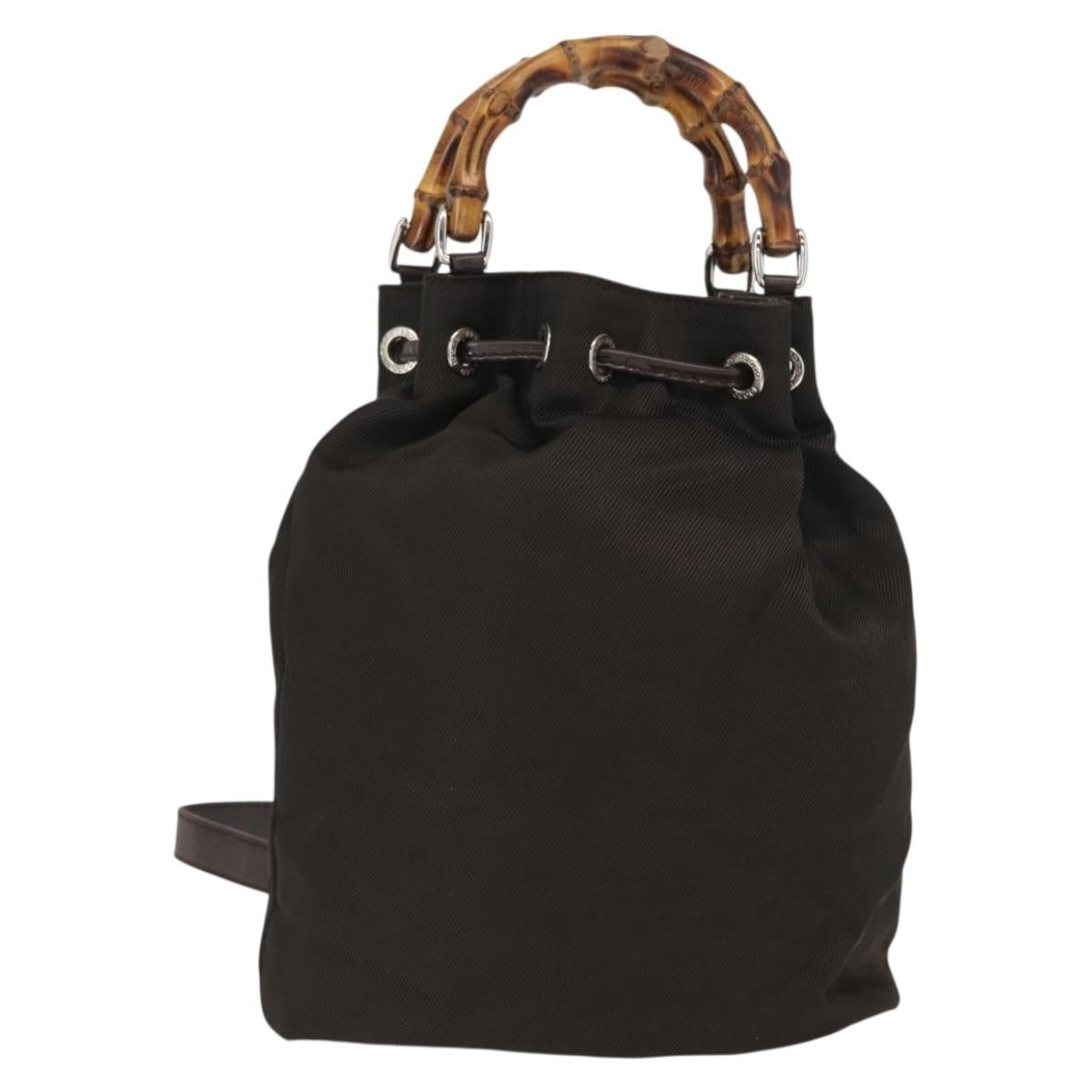 Gucci Vintage Bamboo Sling Backpack Nylon, KHAKI, NYLON, Backpack