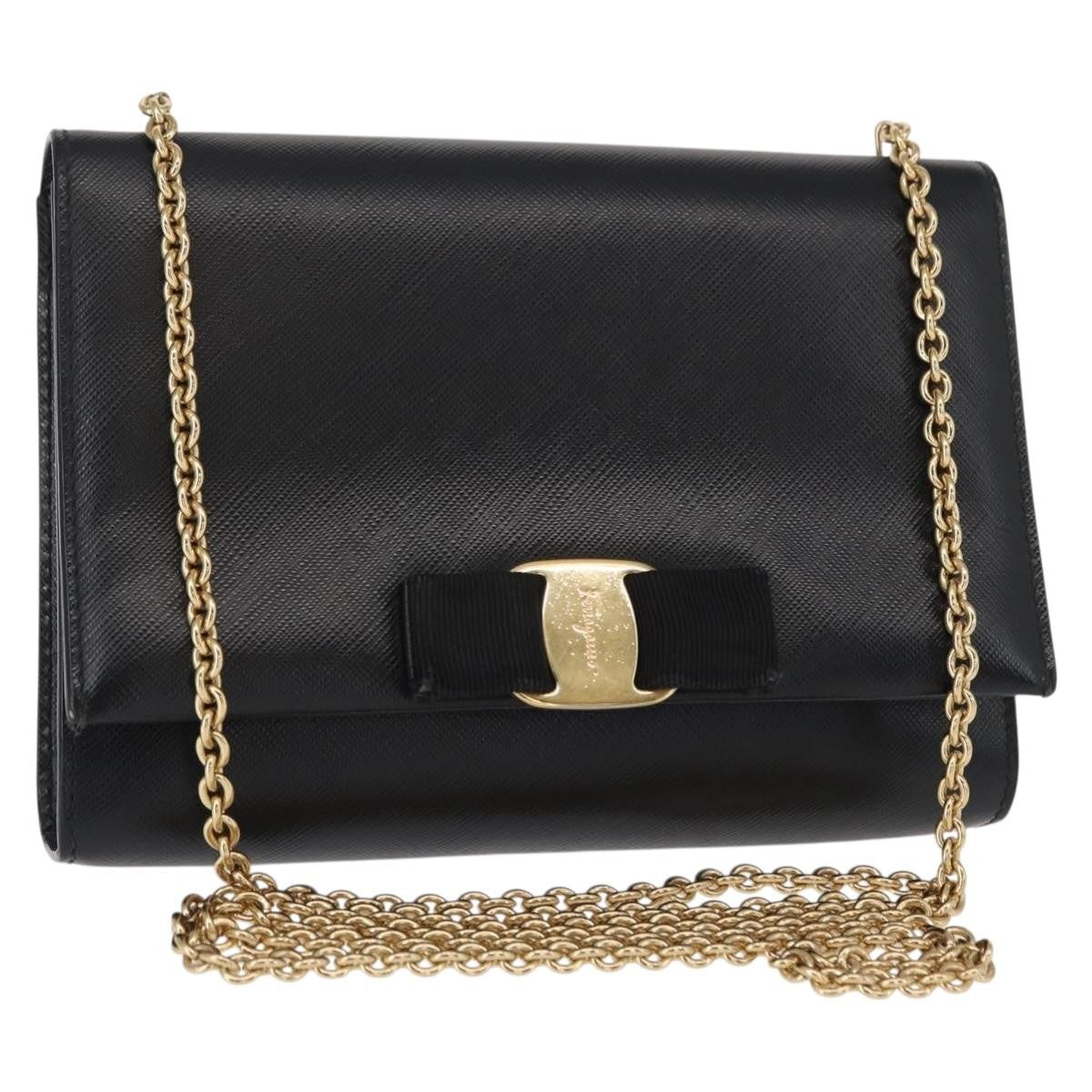 Salvatore Ferragamo Vala Chain Shoulder bag Leather, BLACK, LEATHER, Shoulder bag