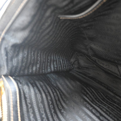 Prada Logo Convertible Tote Canvas with Leather, BROWN, CANVAS, Tote bag