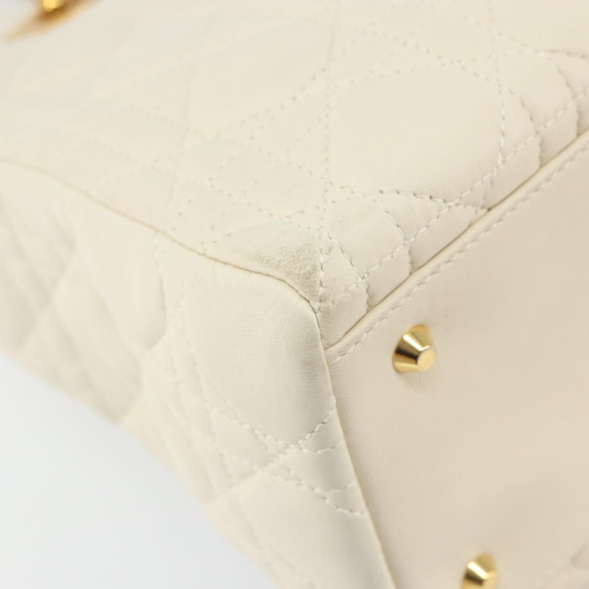 Christian Dior Vintage Lady Dior Bag Cannage Quilt Lambskin, WHITE, LEATHER, Handbag