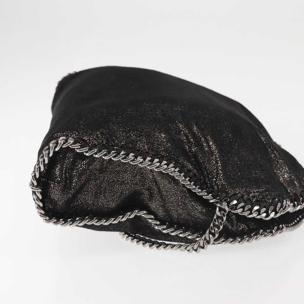 Stella McCartney Falabella Fold Over Bag Faux Suede, BLACK, SYNTHETIC, Crossbody bag