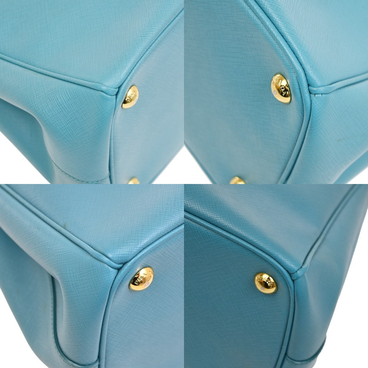 Prada Double Zip Lux Tote Saffiano Leather, BLUE, LEATHER, Tote bag