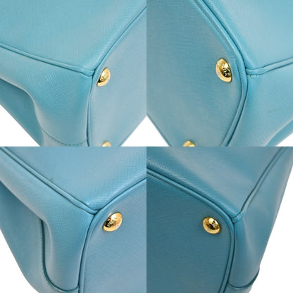 Prada Double Zip Lux Tote Saffiano Leather, BLUE, LEATHER, Tote bag