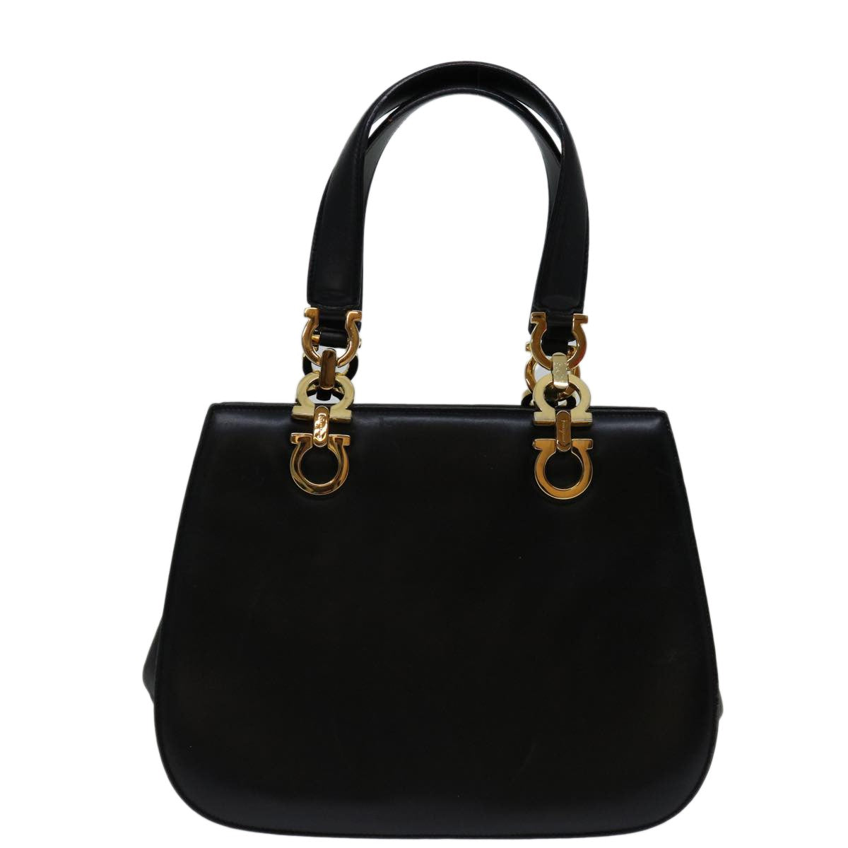 Salvatore Ferragamo Gancini handbag Leather, BLACK, LEATHER, Handbag