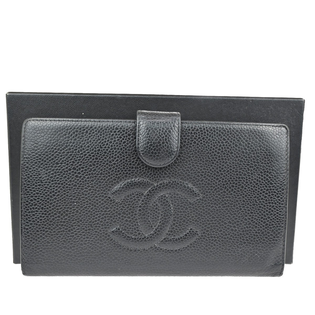 Chanel CC Bifold Wallet Quilted Caviar, BLACK, LEATHER, Wallets