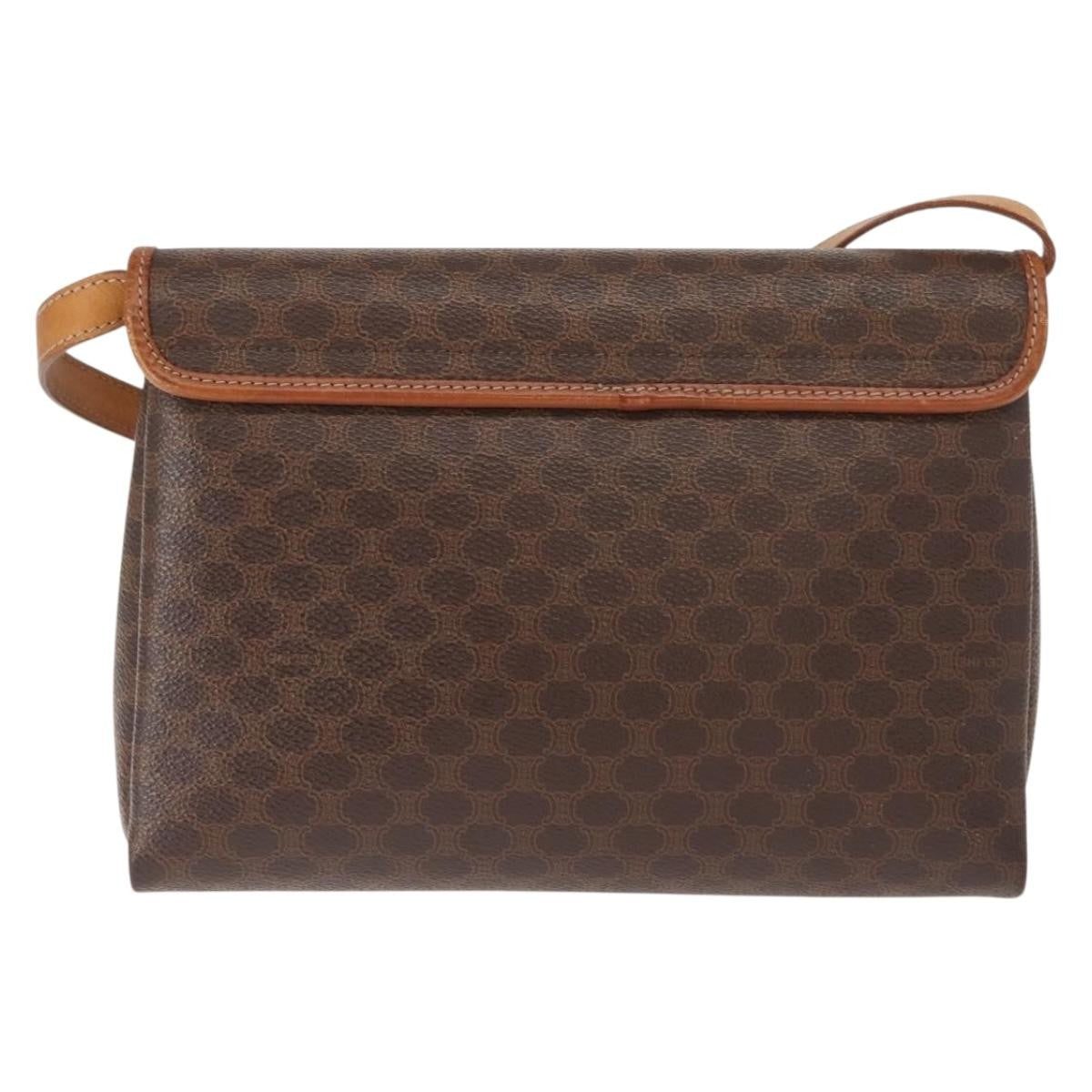 Celine Vintage Macadam Shoulder Bag Canvas, BROWN, CANVAS, Shoulder bag