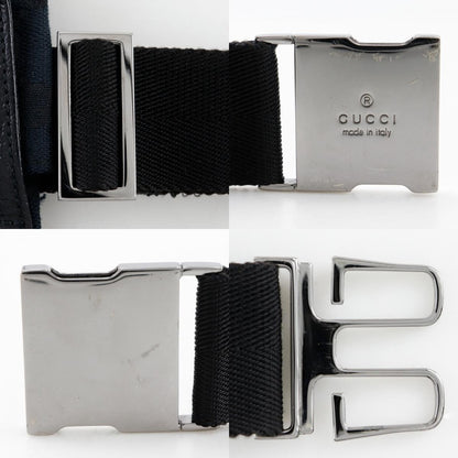 Gucci Vintage Double Belt Bag GG Canvas with Leather, BLACK, CANVAS, Shoulder bag