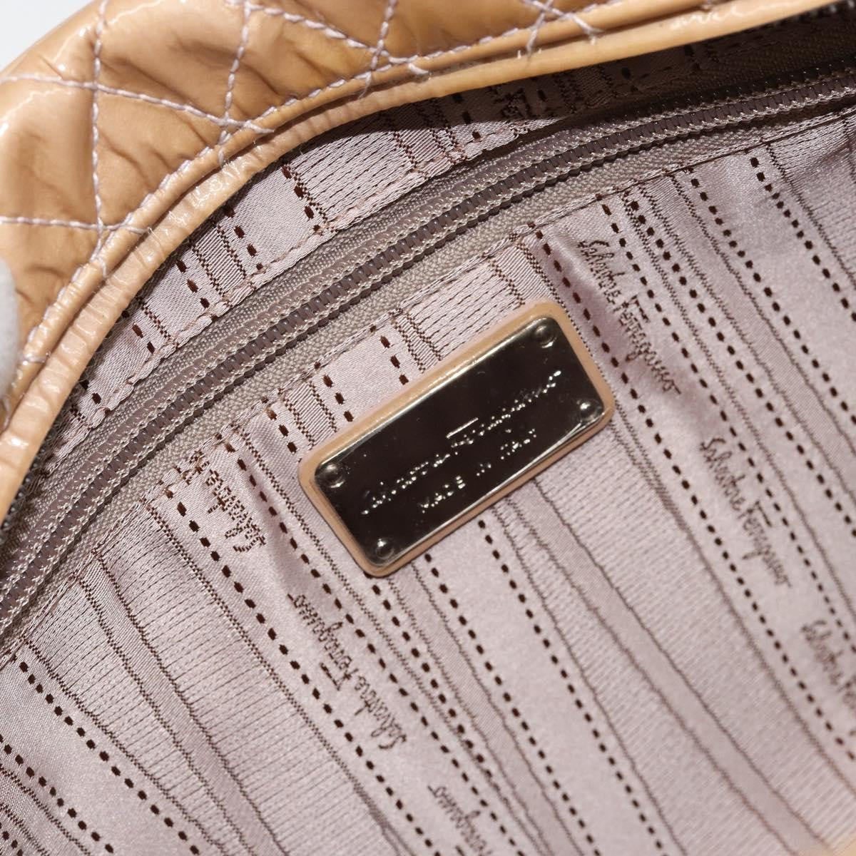 Salvatore Ferragamo Vala Handbag Patent leather, BEIGE, PATENT_LEATHER, Handbag