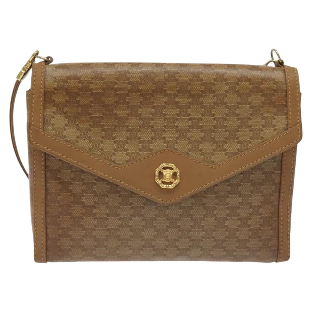 Celine Macadam Shoulder Bag Canvas, BROWN, CANVAS, Shoulder bag