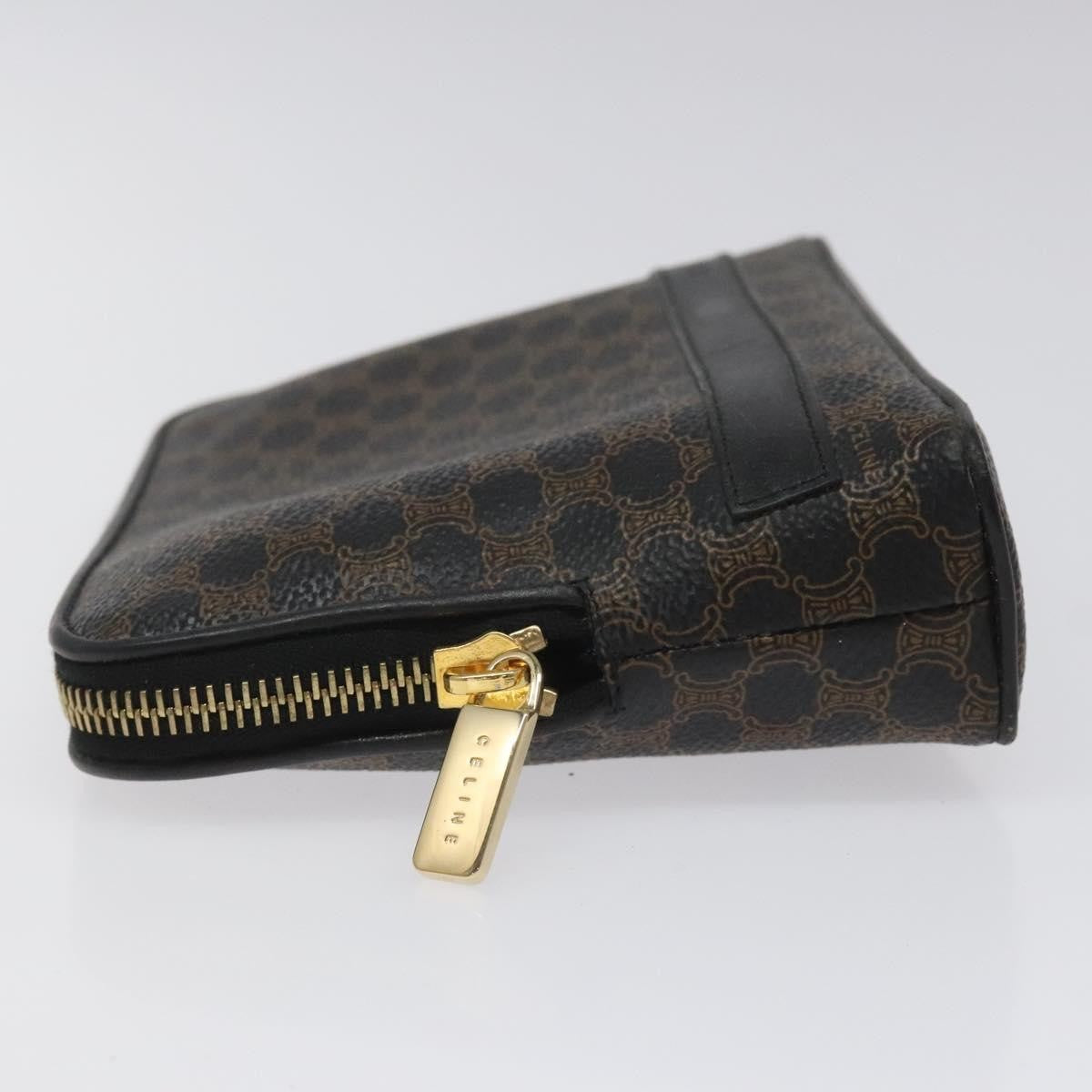 Celine Macadam Pochette Canvas and Leather, Black, Canvas, Clutch