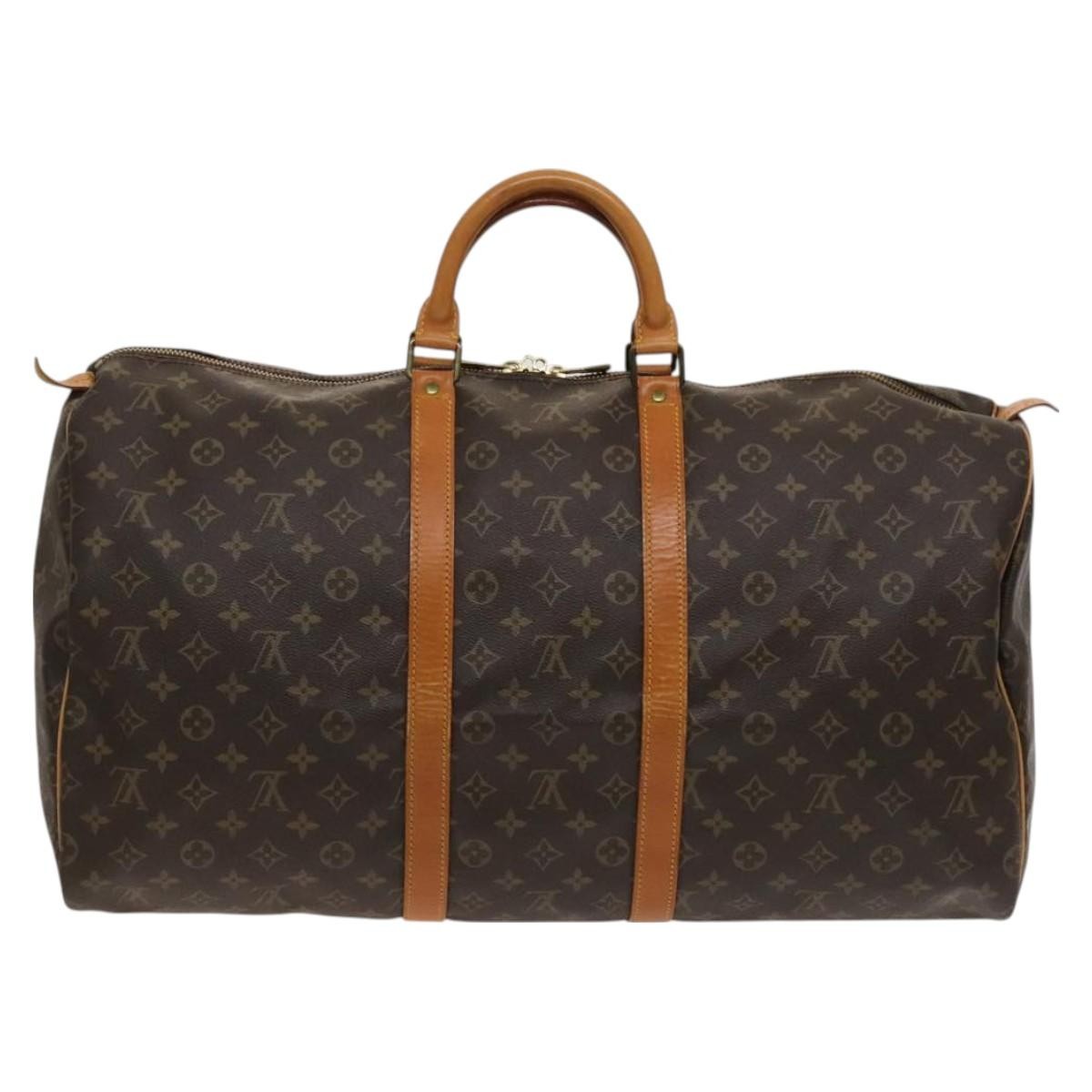 Louis Vuitton Keepall Bag Monogram Canvas, BROWN, CANVAS, Travel bag
