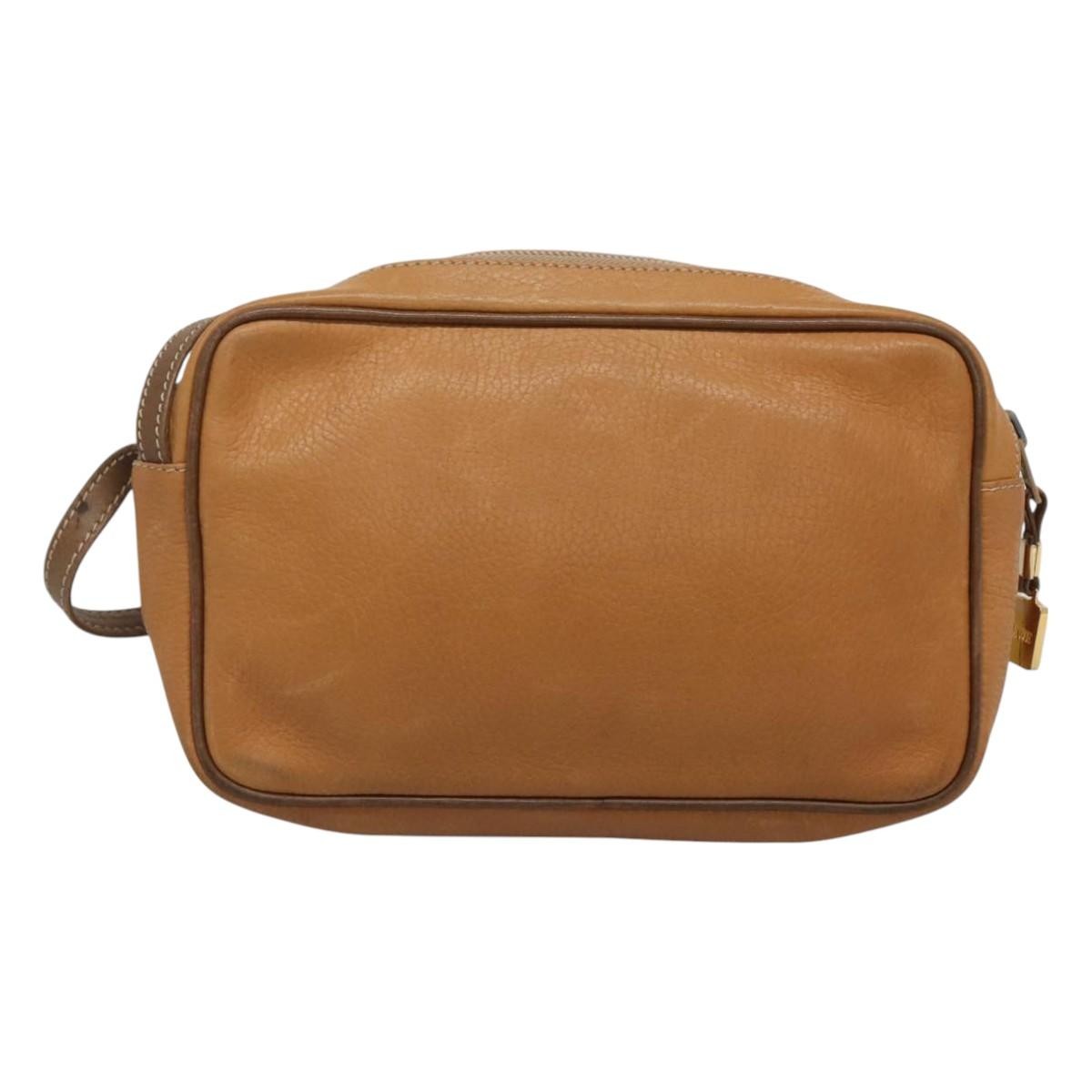 Loewe Anagram Clutch Bag Leather, BROWN, LEATHER, Clutche & pouche