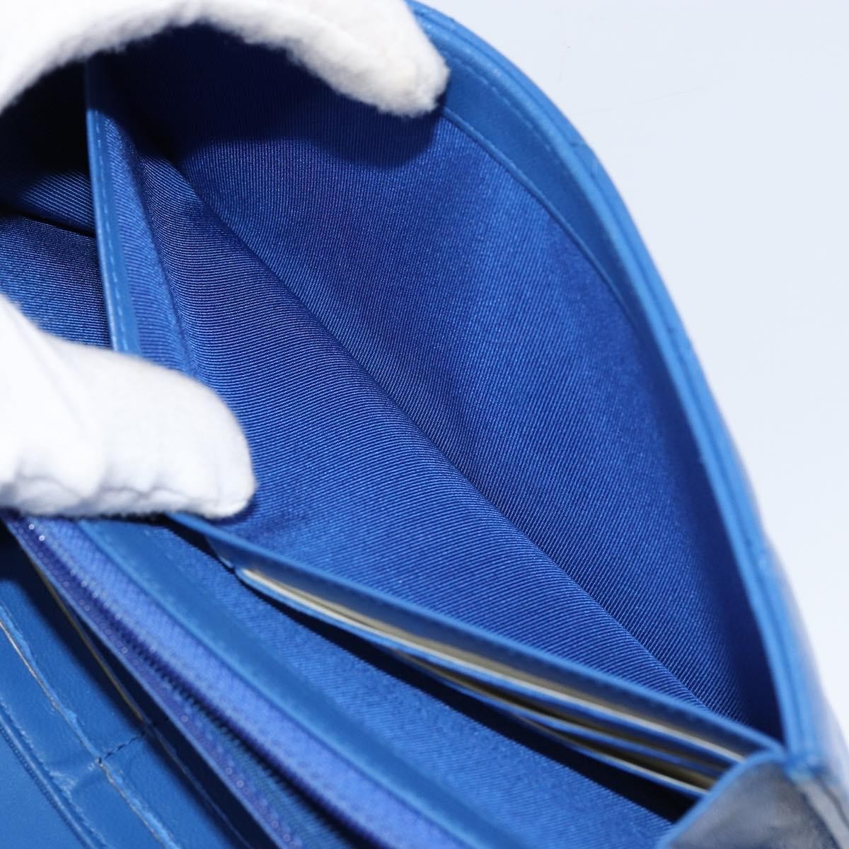 Chanel CC Gusset Classic Flap Wallet Quilted Lambskin, BLUE, LEATHER, Wallets