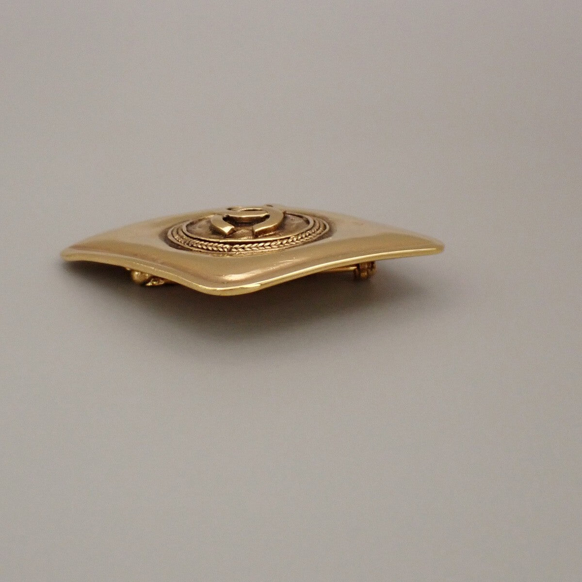 Chanel Vintage CC Diamond Brooch Metal, GOLD, GOLD_PLATED, Brooch