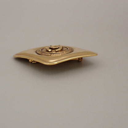 Chanel Vintage CC Diamond Brooch Metal, GOLD, GOLD_PLATED, Brooch