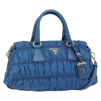 Prada Gaufre Convertible Satchel Tessuto, BLUE, NYLON, Handbag