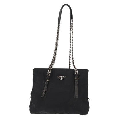 Prada Vintage Chain Shoulder Bag Tessuto, BLACK, NYLON, Shoulder bag