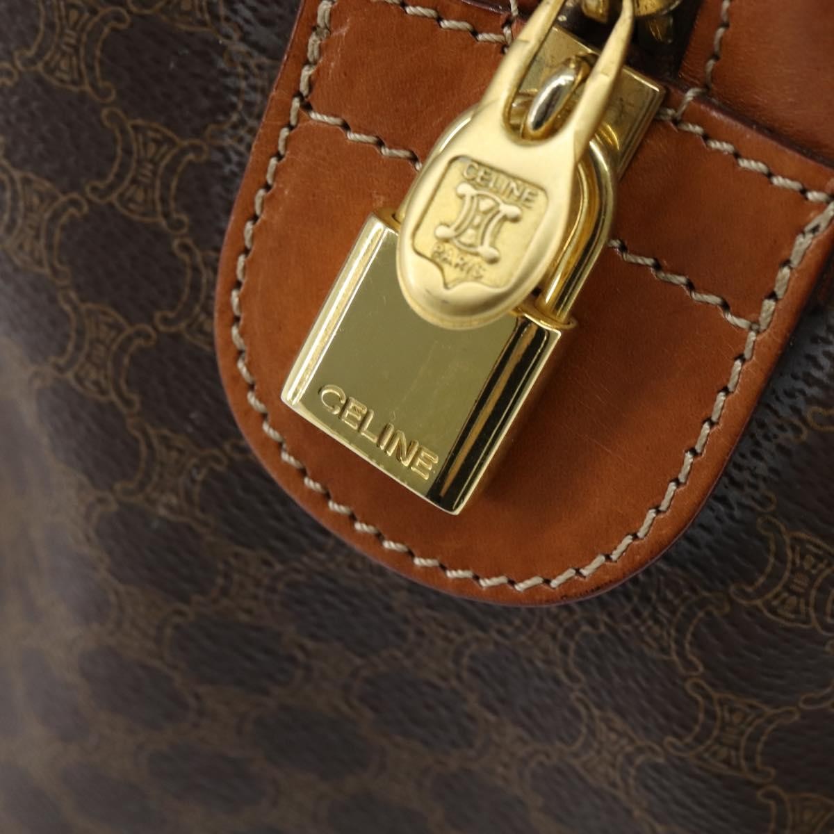 Celine Vintage Boston Bag Macadam Coated Canvas, BROWN, CANVAS, Travel bag