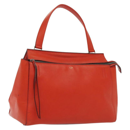 Celine Edge Bag Leather, ORANGE, LEATHER, Handbag