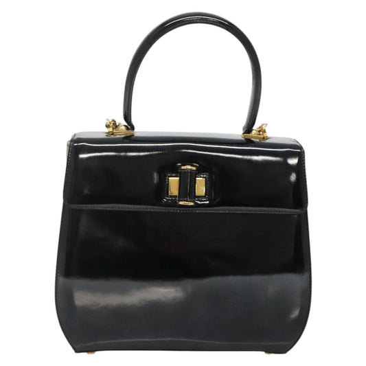 Salvatore Ferragamo Gancini handbag Patent leather, BLACK, PATENT_LEATHER, Handbag