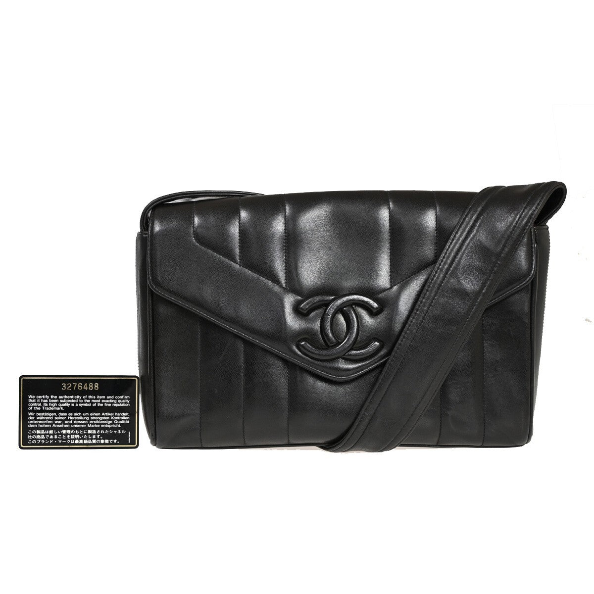 Chanel Mademoiselle Camera Bag Vertical Quilted Lambskin, BLACK, LEATHER, Shoulder bag