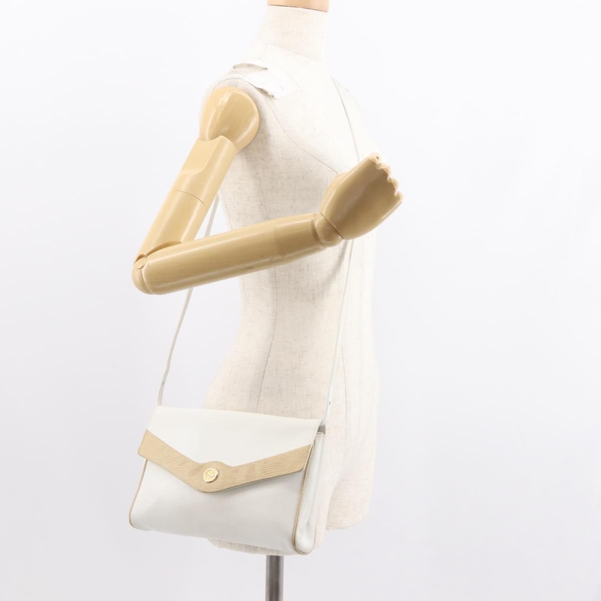 Celine Shoulder Bag Leather, WHITE, LEATHER, Shoulder bag