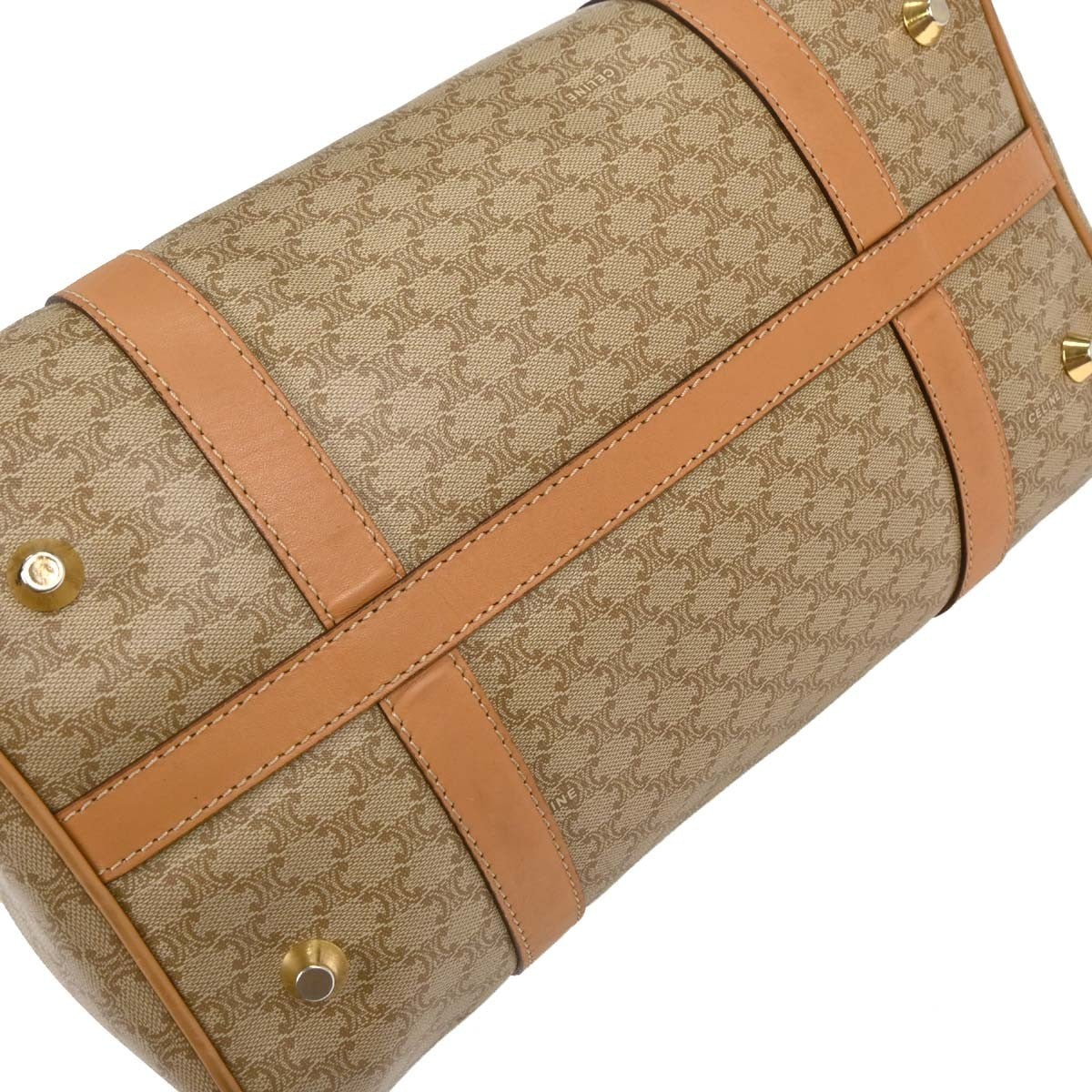 Celine Vintage Duffle Bag Canvas and Leather, BEIGE, PVC, Travel bag