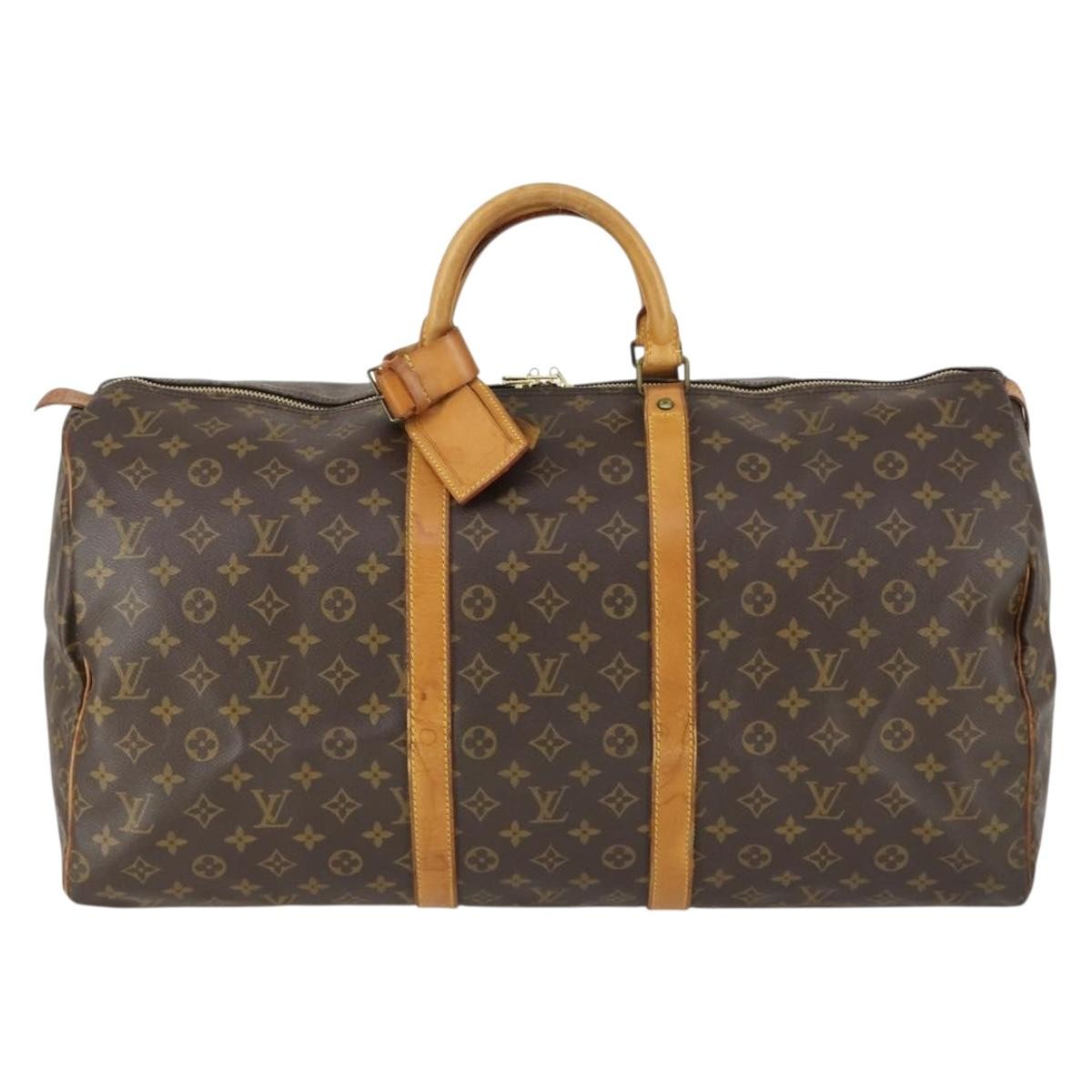 Louis Vuitton Keepall Bag Monogram Canvas, BROWN, CANVAS, Travel bag