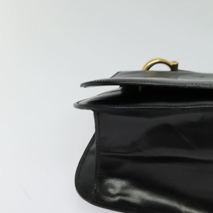 Celine Flap Shoulder Bag Leather, BLACK, LEATHER, Shoulder bag
