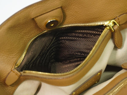 Prada Vintage Handbag Leather, BEIGE, LEATHER, Handbag