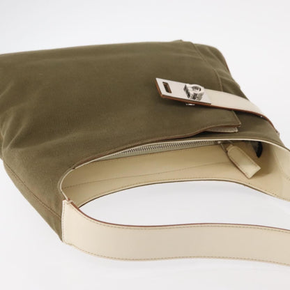 Salvatore Ferragamo Gancini Shoulder Bag Canvas, KHAKI, CANVAS, Shoulder bag