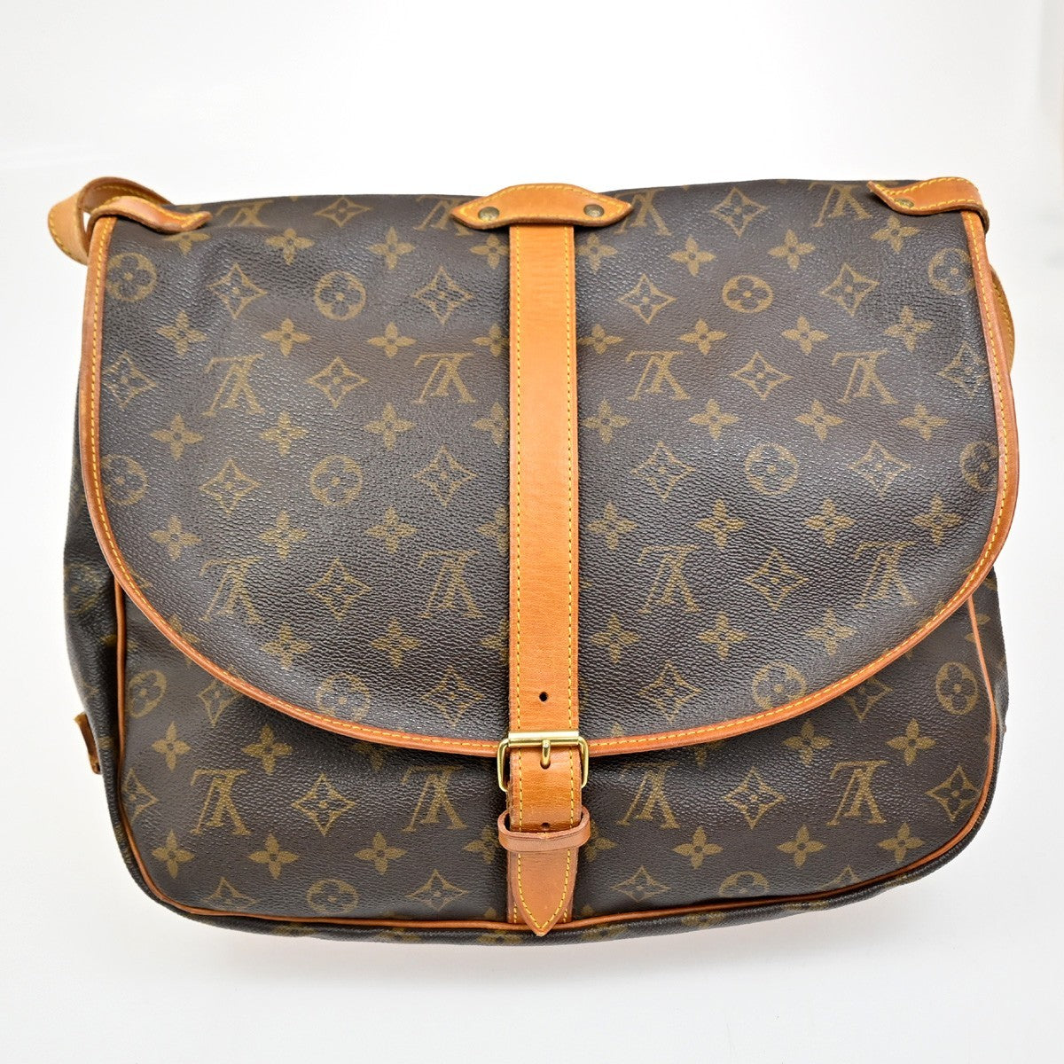 Louis Vuitton Saumur Handbag Monogram Canvas, Brown, Canvas, Shoulder Bag