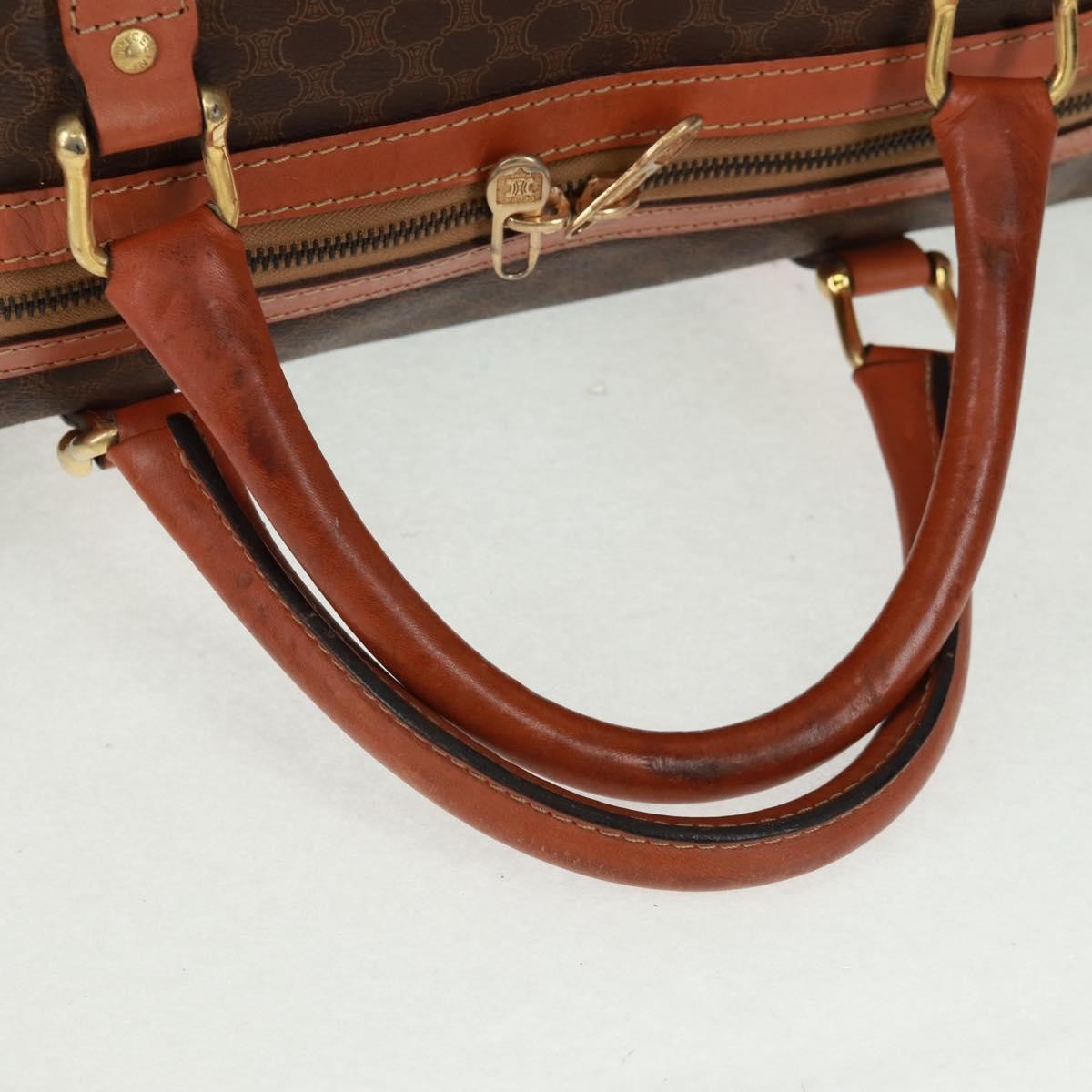 Celine Vintage Macadam Boston bag Canvas and Leather, BROWN, CANVAS, Travel bag