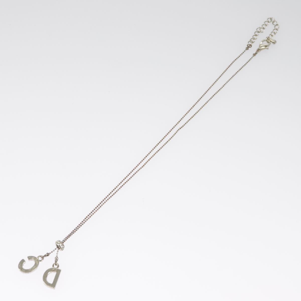 Christian Dior Bow CD Pendant Necklace Metal with Crystal, SILVER, METAL, Necklace