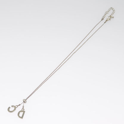 Christian Dior Bow CD Pendant Necklace Metal with Crystal, SILVER, METAL, Necklace