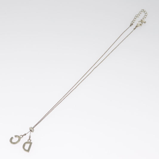 Christian Dior Bow CD Pendant Necklace Metal with Crystal, SILVER, METAL, Necklace